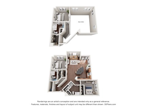 Floor plan for 3 beds, 3 baths, 1490 sqft